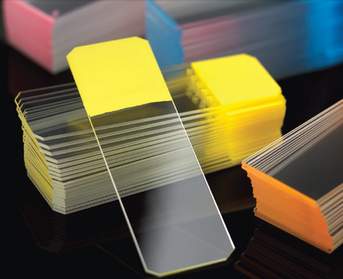 [GEN-MS-8450W-10] White Frosted Microscope Slides, White Glass, Beveled Edges & Clipped Corners